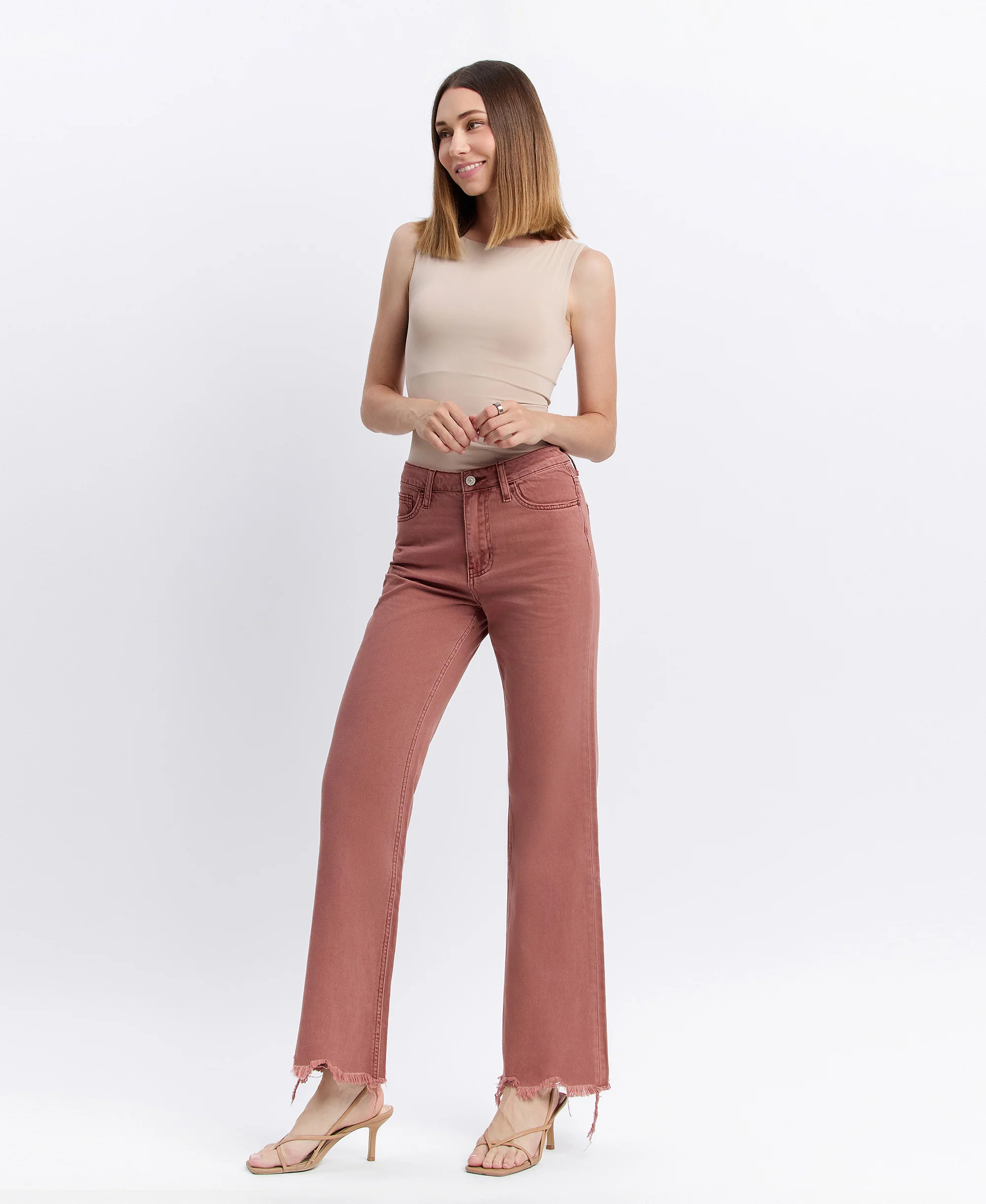 Russet - Super High Rise 90's Vintage Hem Detail Flare Jeans - Image 3