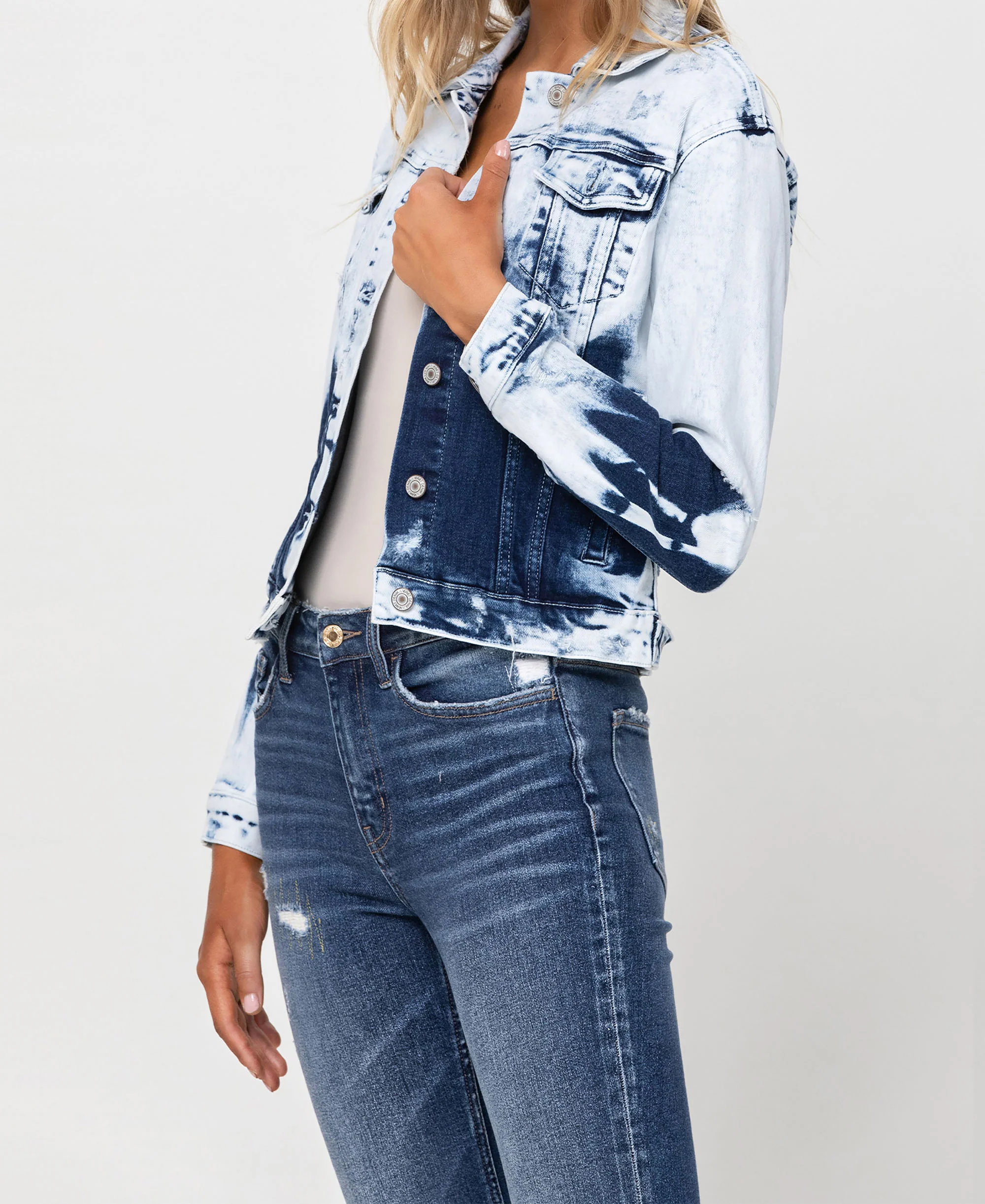Second Wind - Stretch Classic Crop Denim Jacket - Image 4