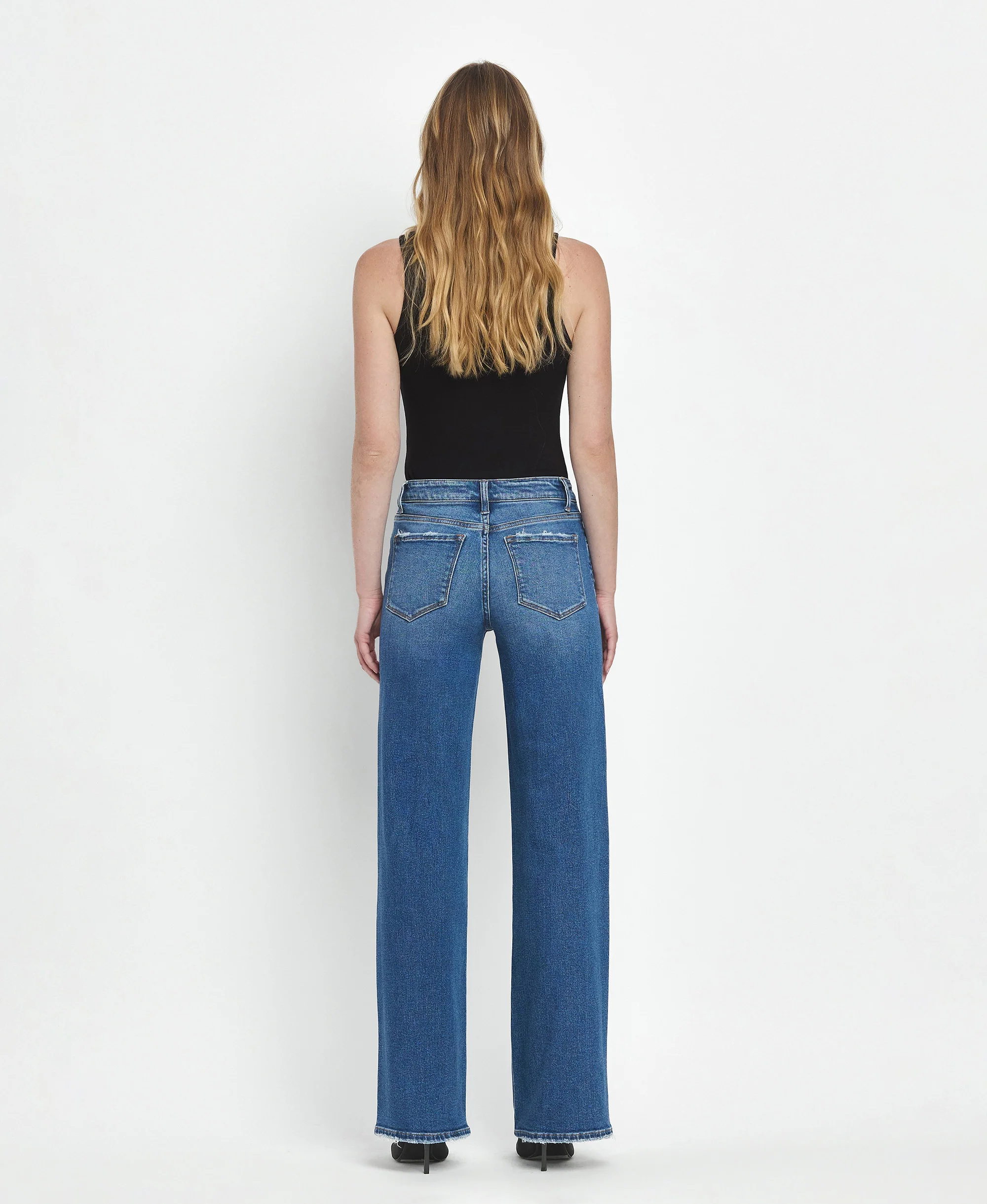 Secure - Mid Rise Full Length Wide Leg Jeans - Image 2
