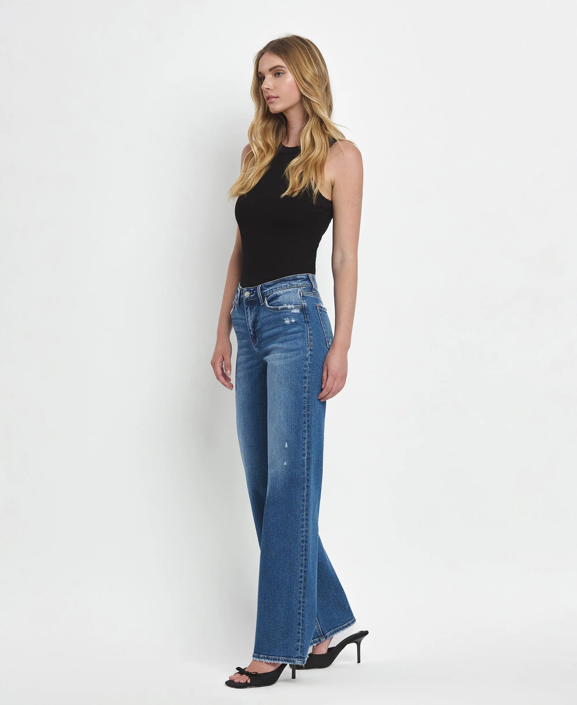 Secure - Mid Rise Full Length Wide Leg Jeans - Image 3