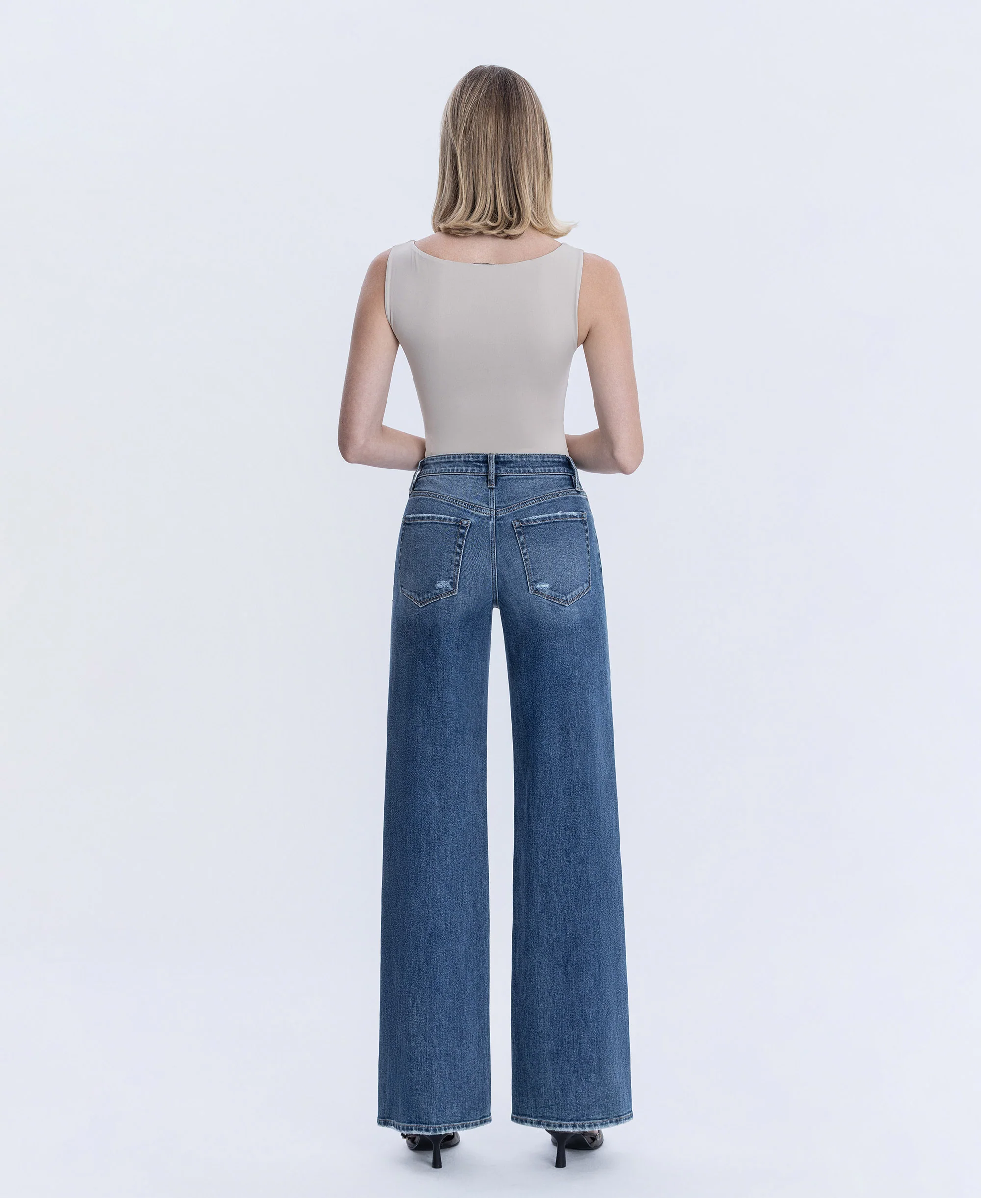 Seduction - High Rise Distressed Wide Leg Jeans - Image 2