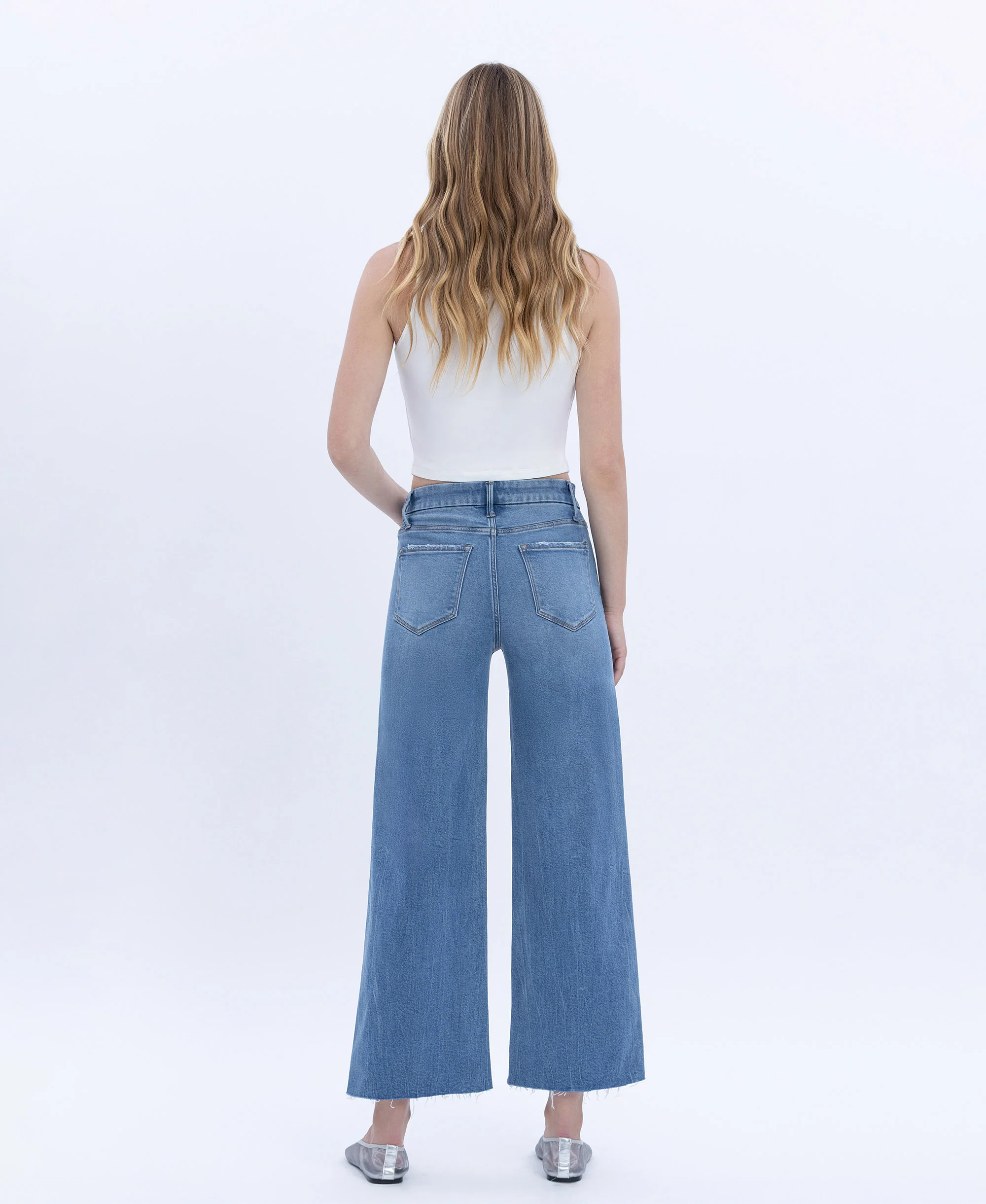 Serene Promise - High Rise Comfort Waistband Crop Wide Leg Jeans - Image 2
