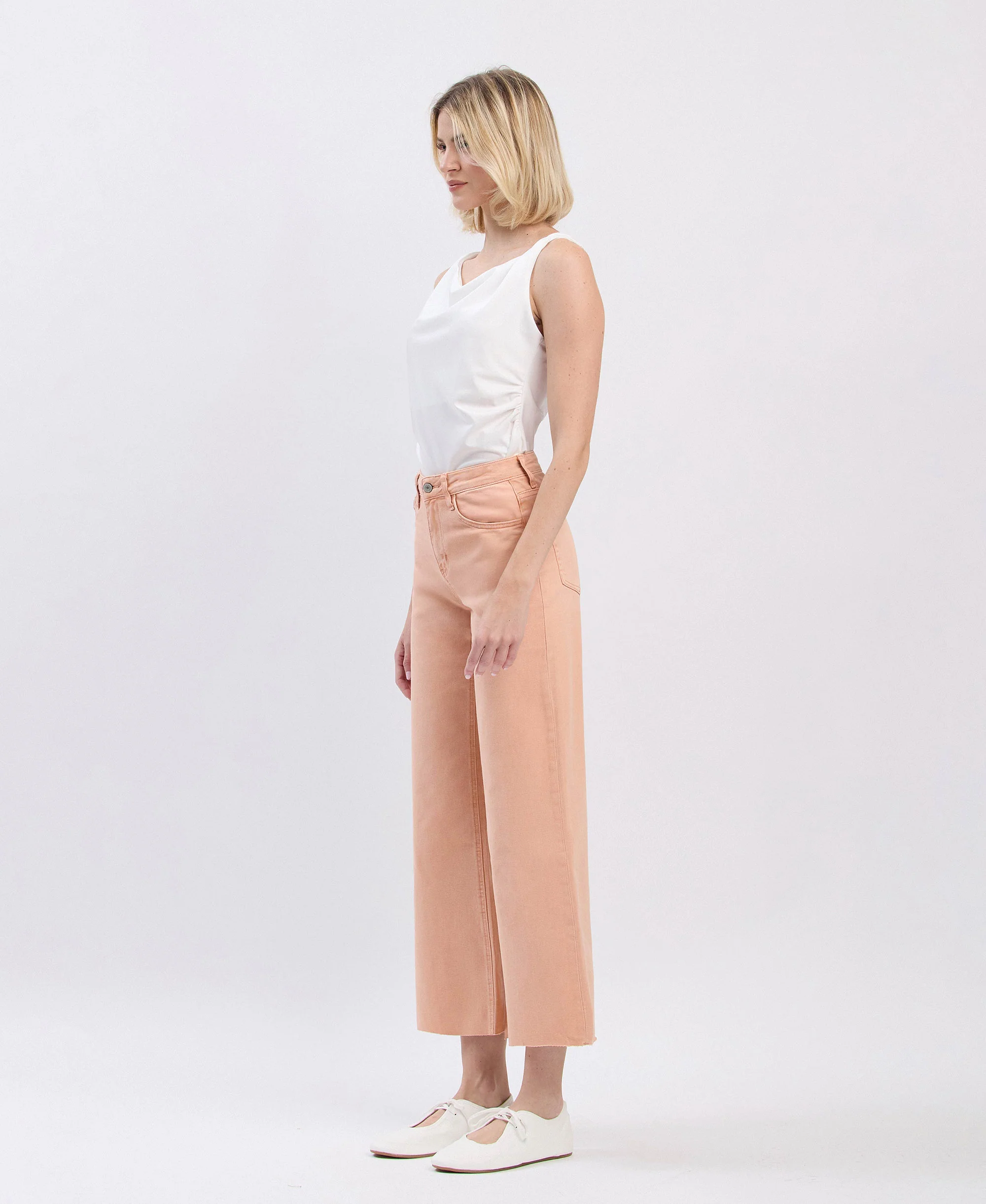 Soft Sand - High Rise Wide Leg Jeans - Image 3