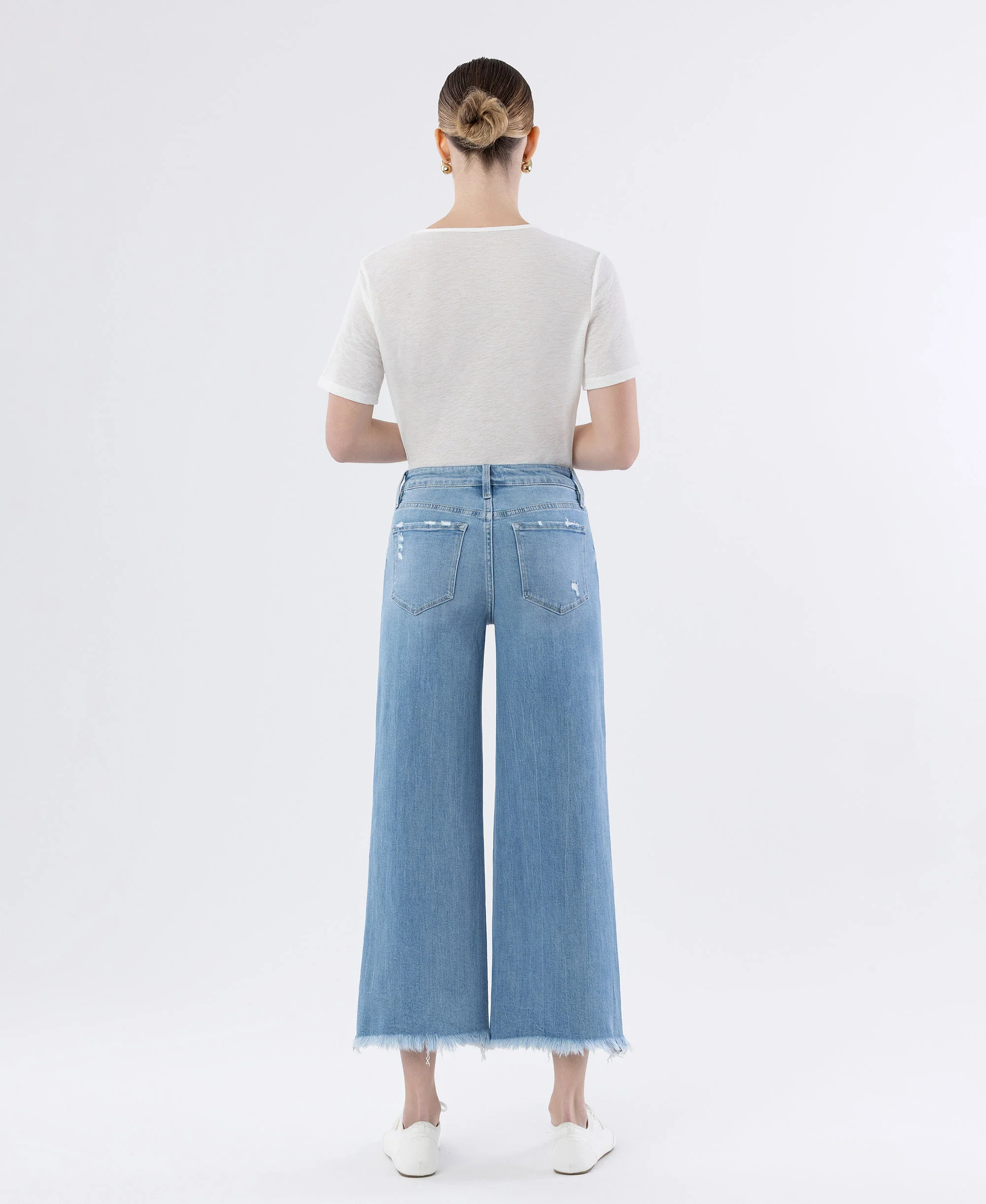 Spellbindingly - High Rise Distressed Crop Wide Leg Jeans - Image 2