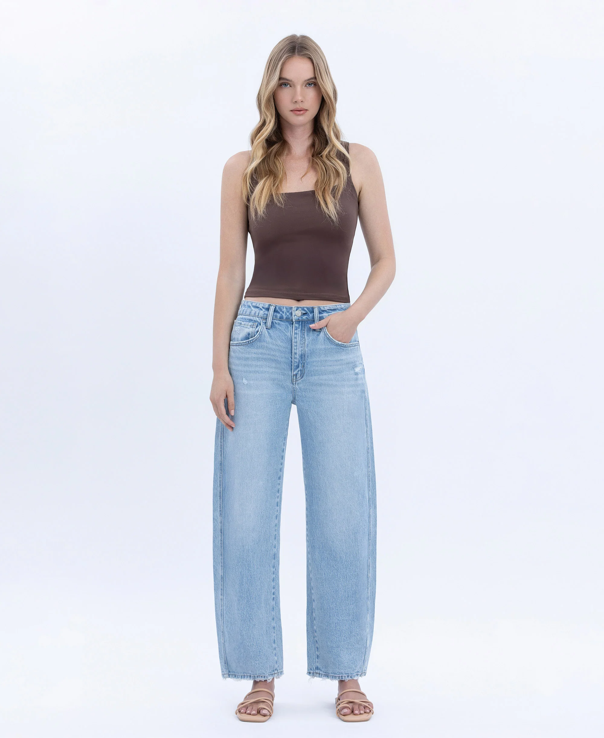 Stellarly - Super High Rise Crop Barrel Jeans