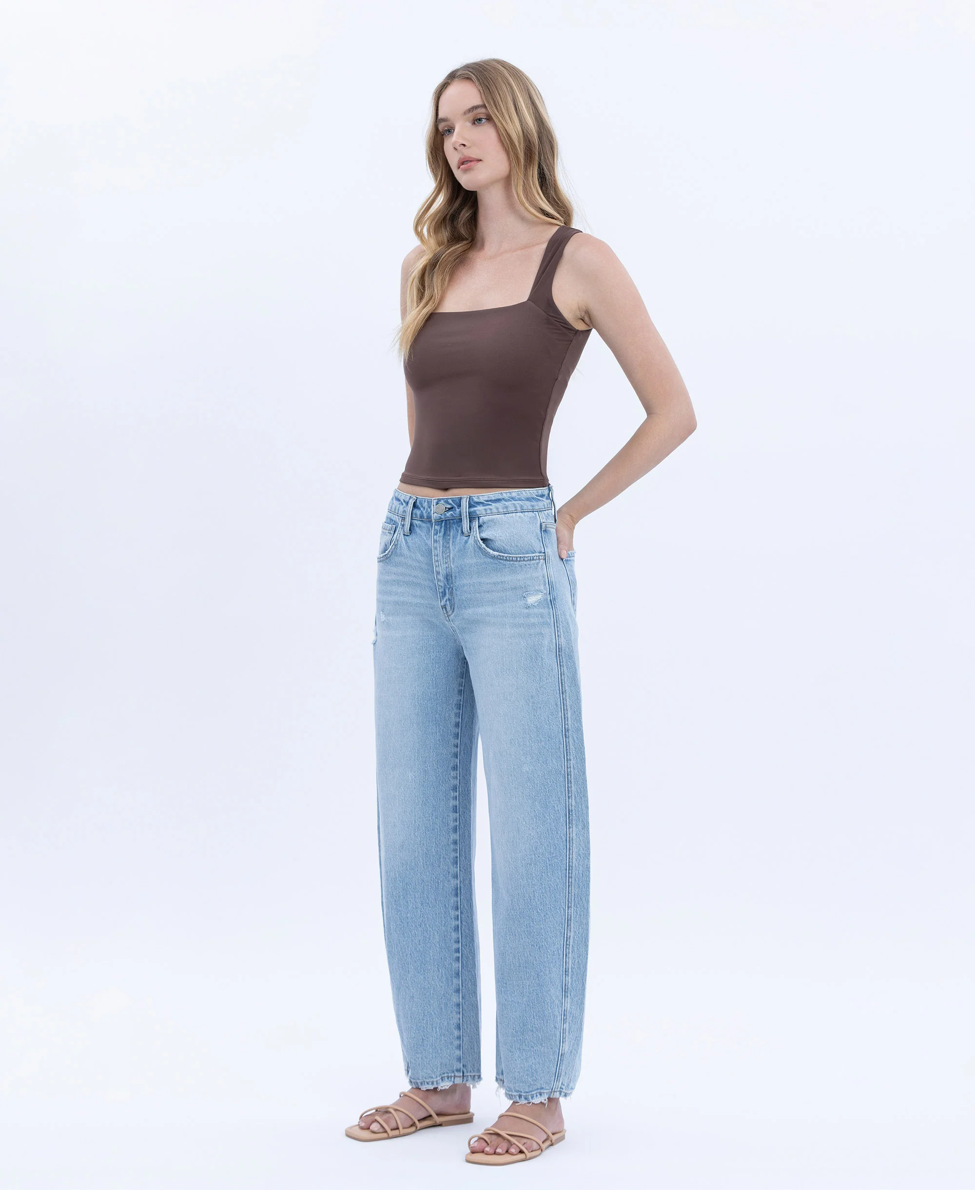 Stellarly - Super High Rise Crop Barrel Jeans - Image 3