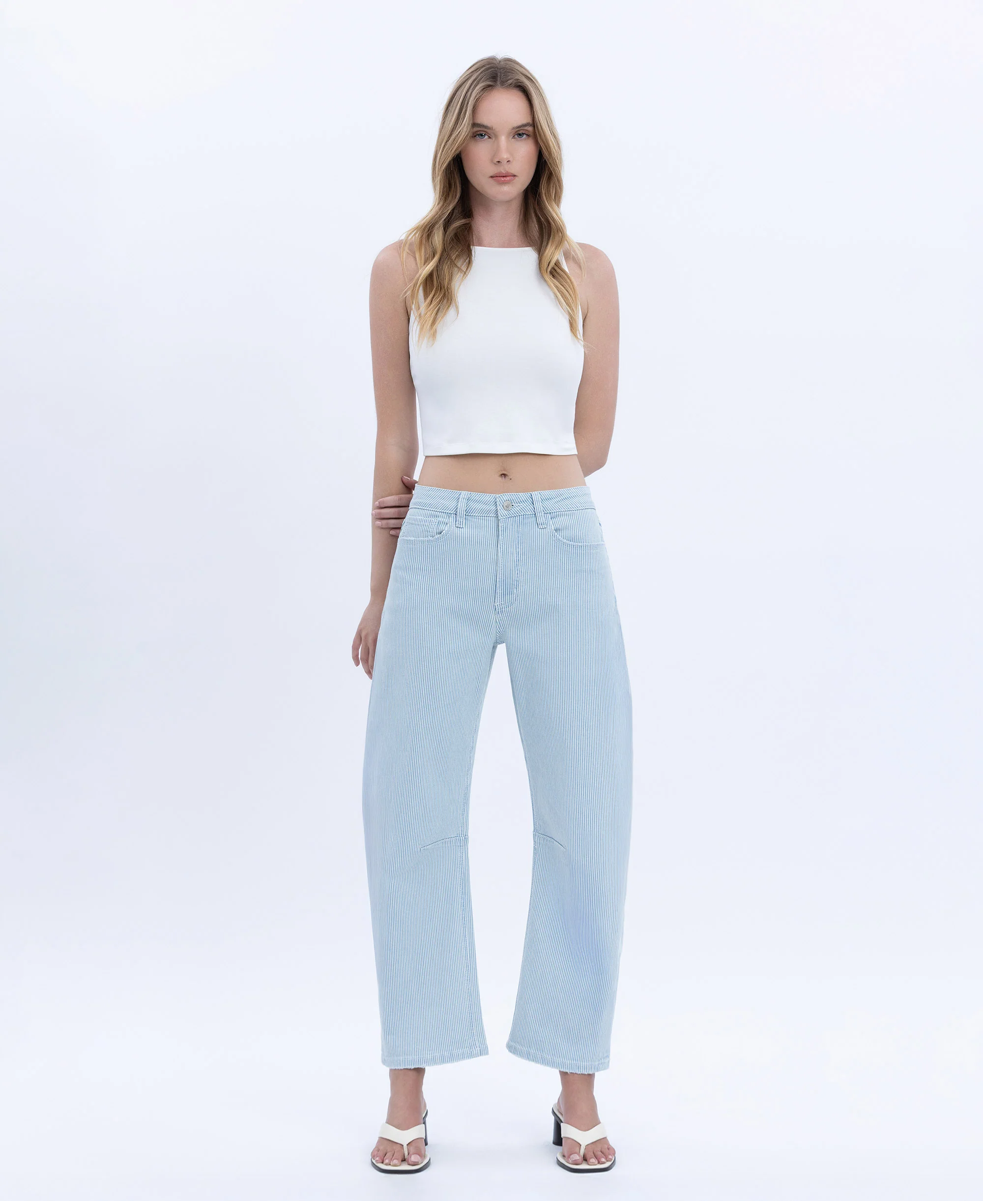 Stripe - Super High Rise Striped Barrel Jeans - Image 4