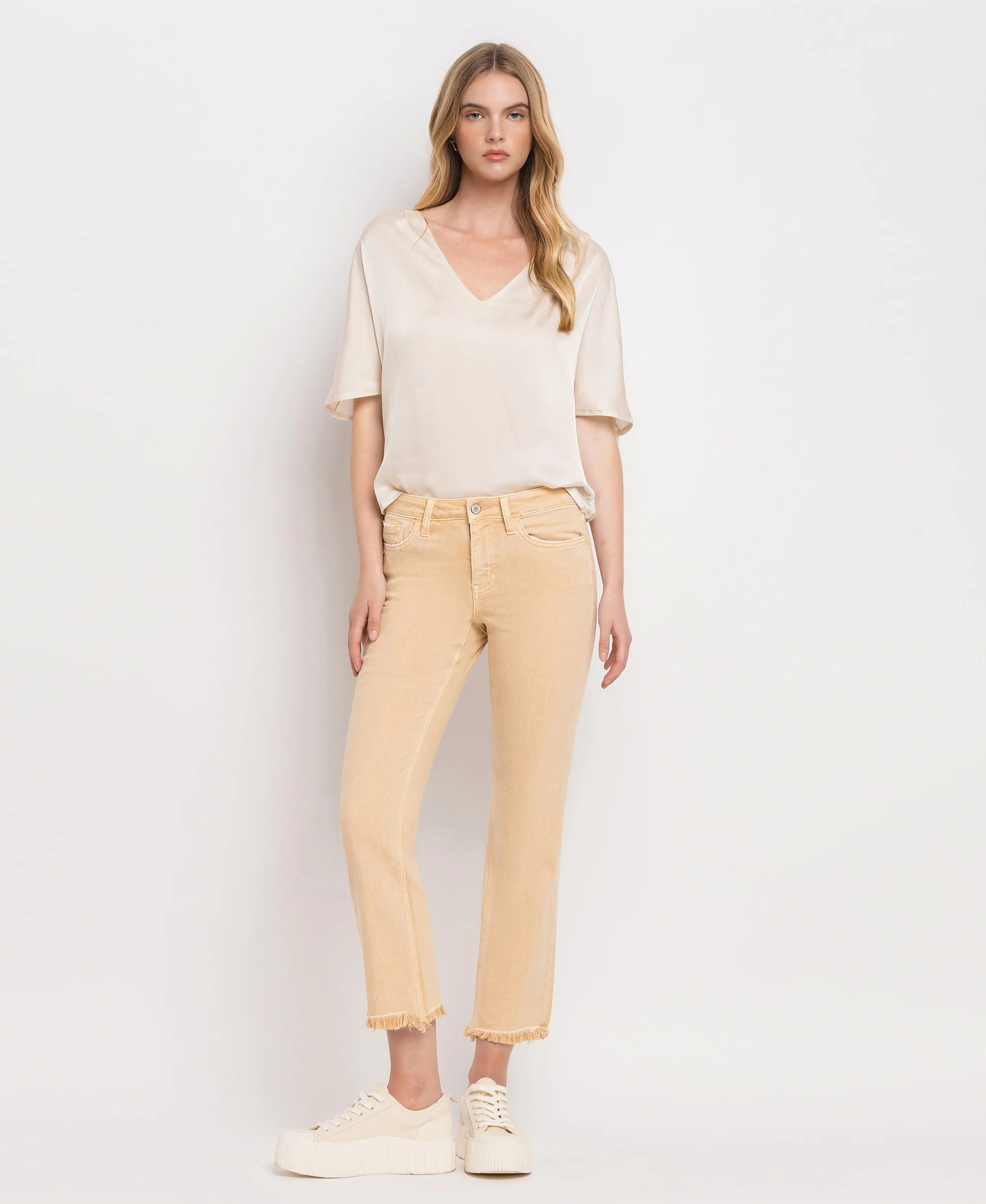 Sun Beige - Mid Rise Straight Jeans