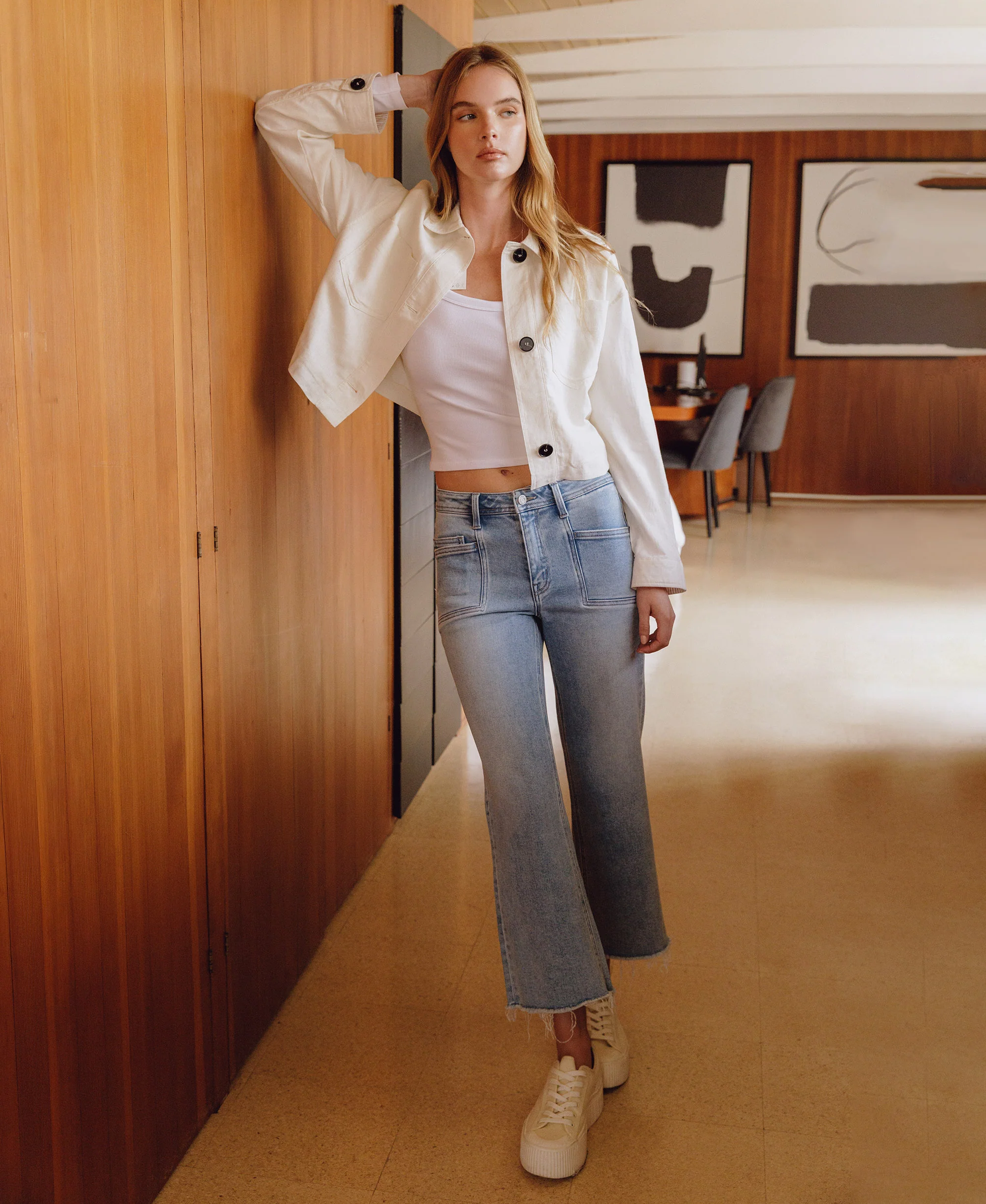 Sunflower - High Rise Crop Slim Wide Leg Jeans