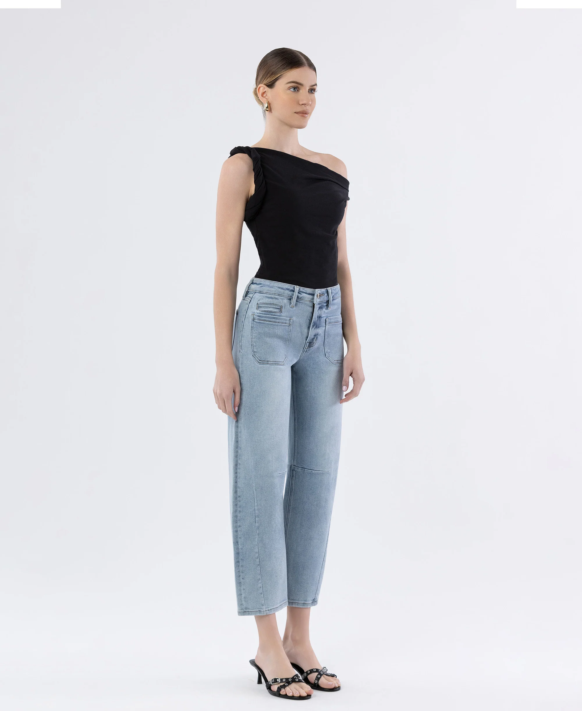 Superb - High Rise Patch Pocket Barrel Jeans - Image 5