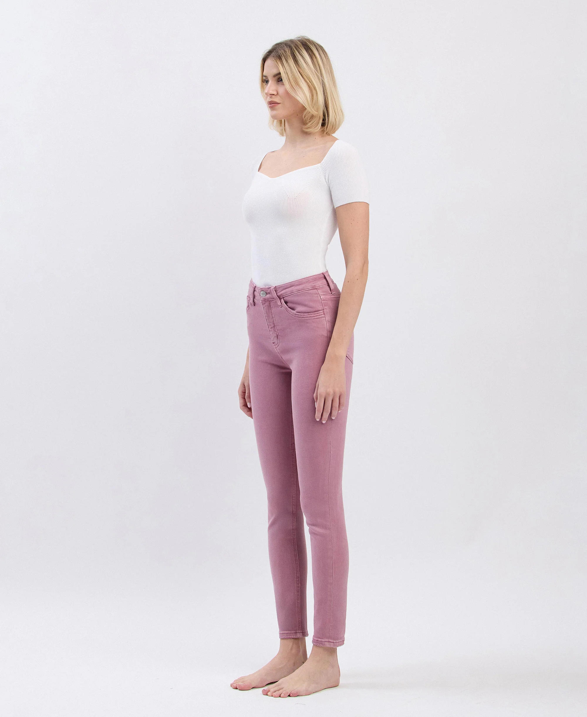 Wistful Mauve - High Rise Ankle Skinny Jeans - Image 3