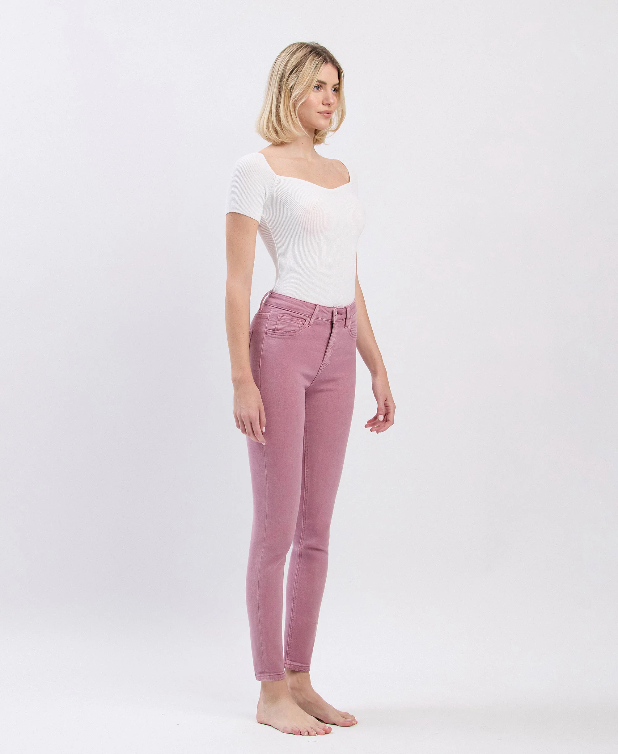 Wistful Mauve - High Rise Ankle Skinny Jeans - Image 4