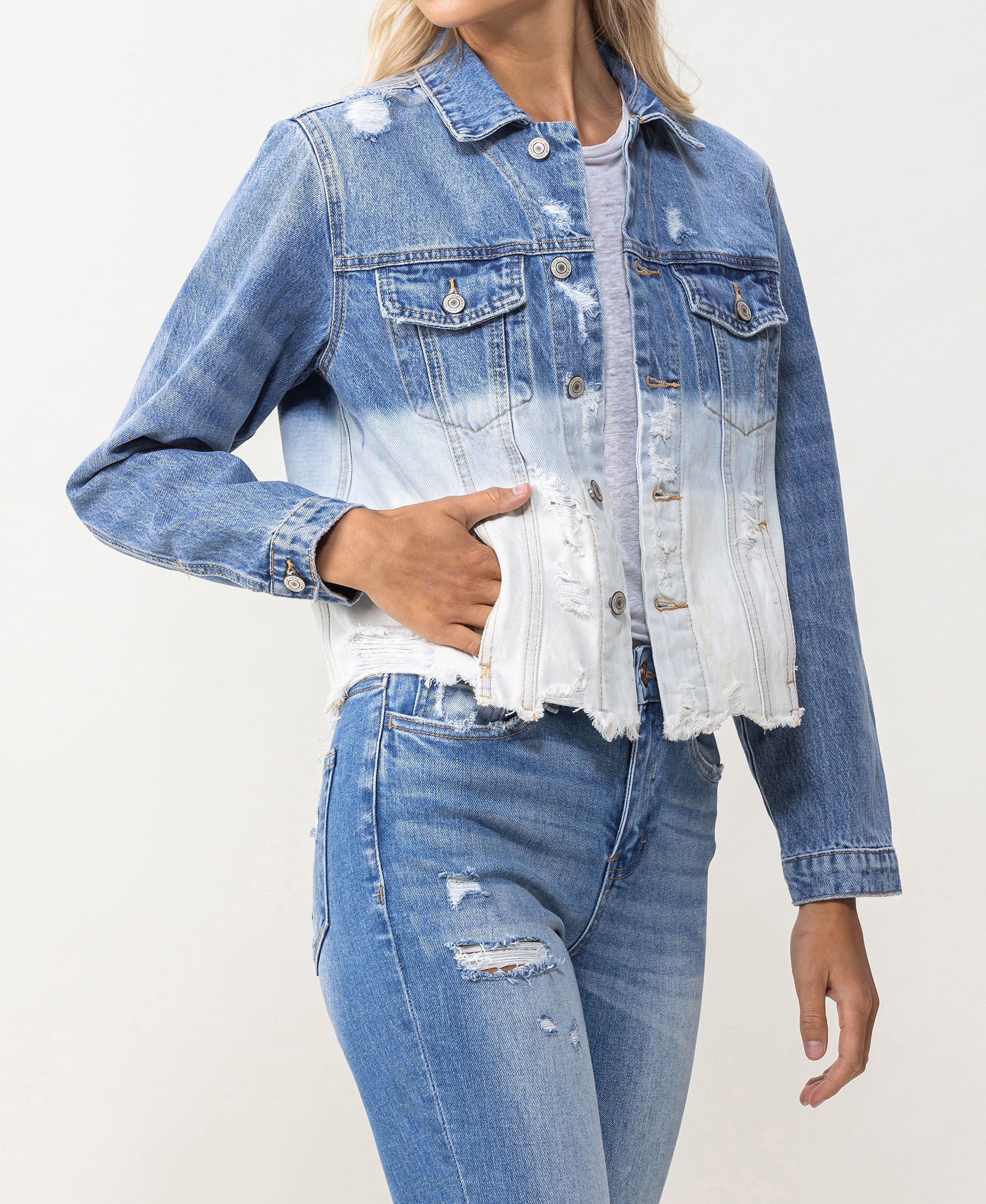 Tidal Waves - Classic Crop Denim Jacket - Image 4