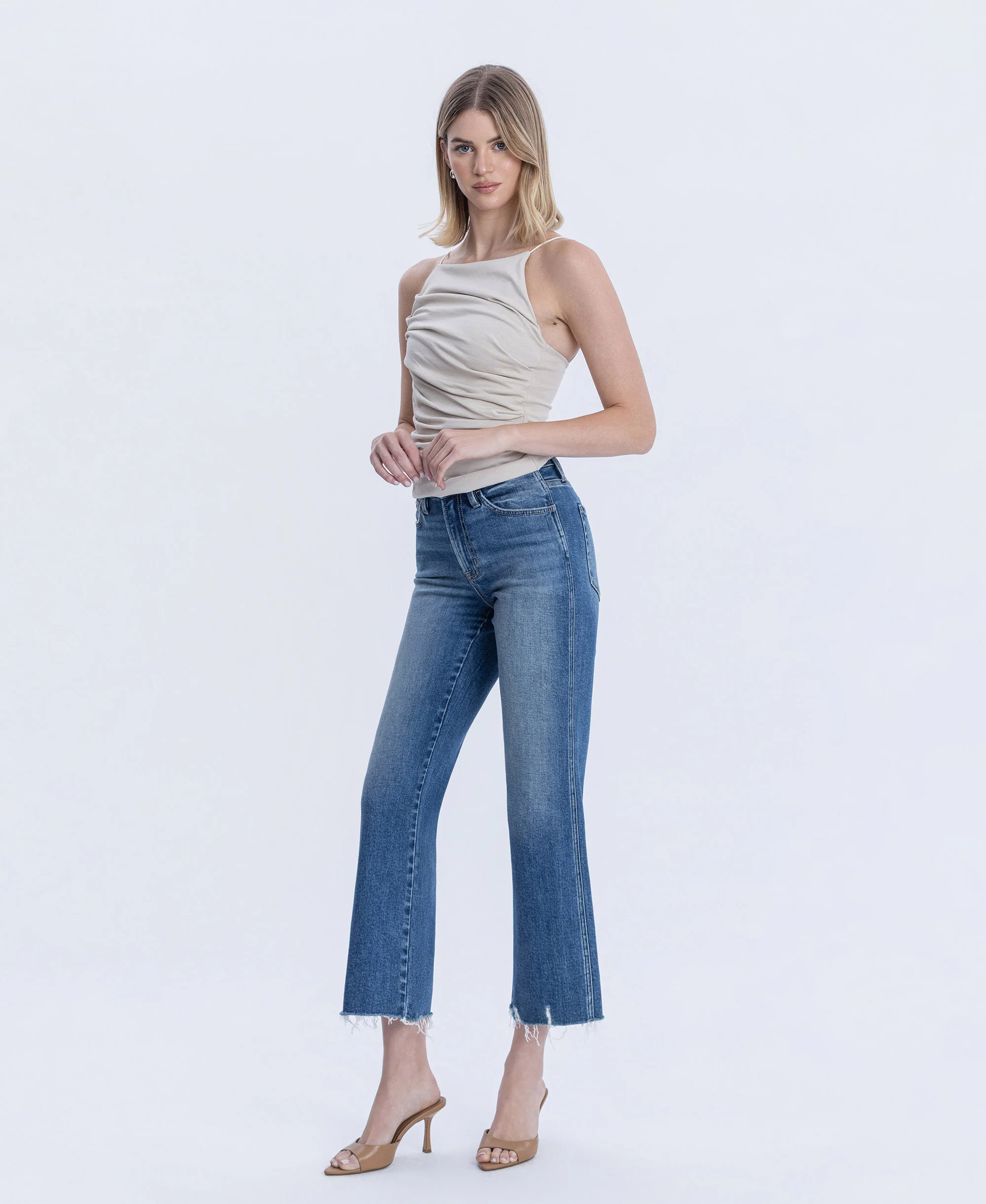 Treasure - High Rise Raw Hem Vintage Flare Jeans - Image 3