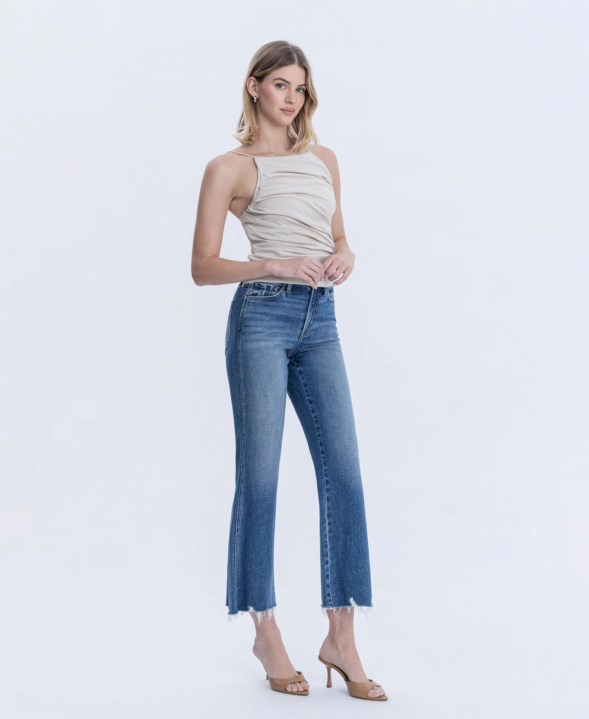 Treasure - High Rise Raw Hem Vintage Flare Jeans - Image 4