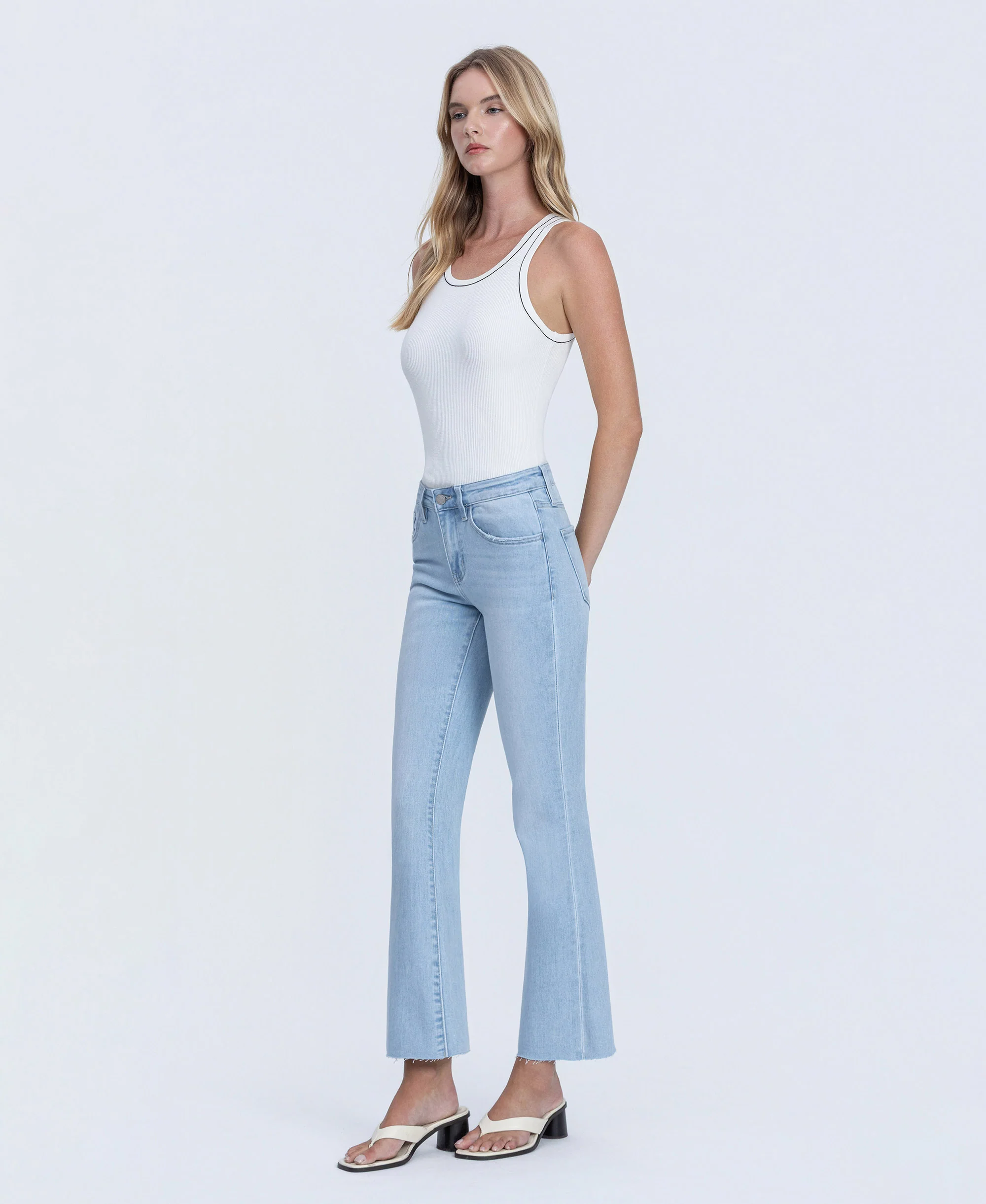 Uplift - Mid Rise Raw Hem Ankle Bootcut Jeans - Image 3