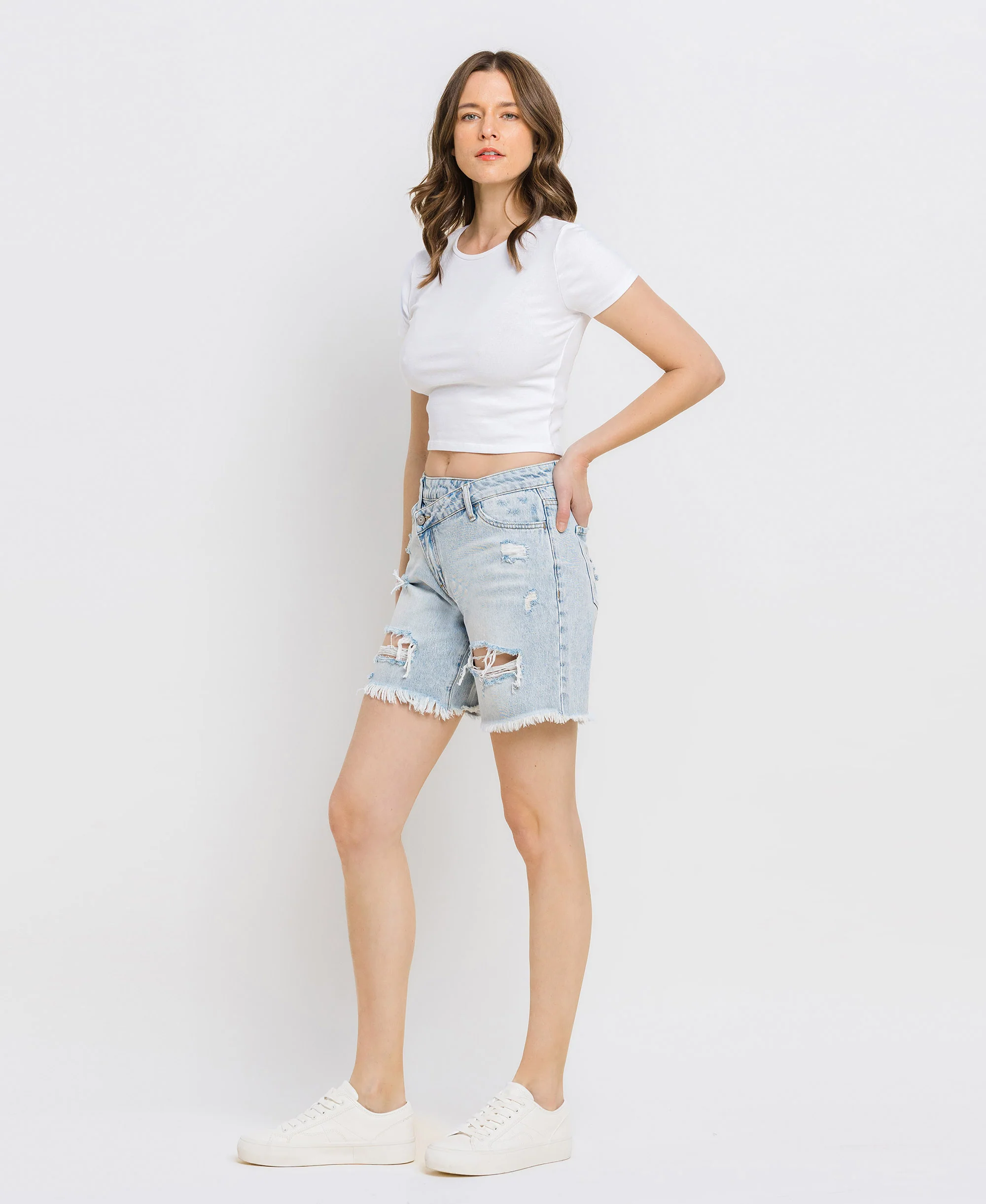 Upstanding - High Rise Crossover Boyfriend Shorts - Image 3