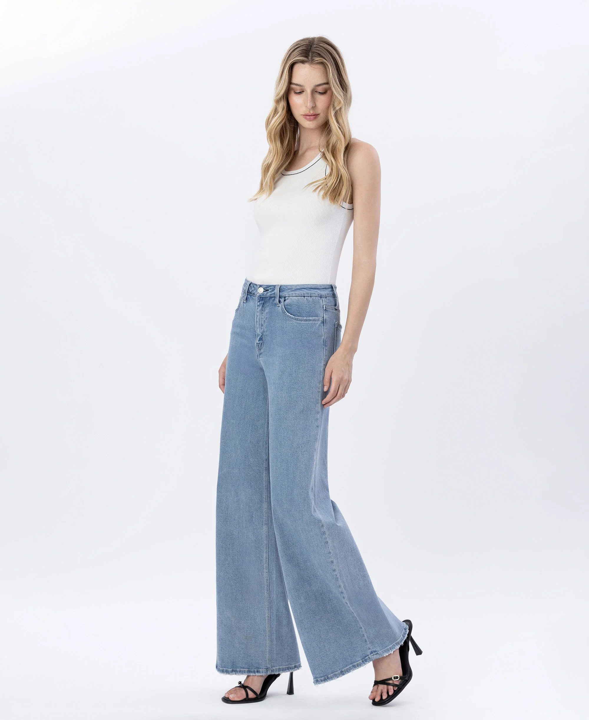 Valerie - Super High Rise Full Length Palazzo Jeans - Image 3
