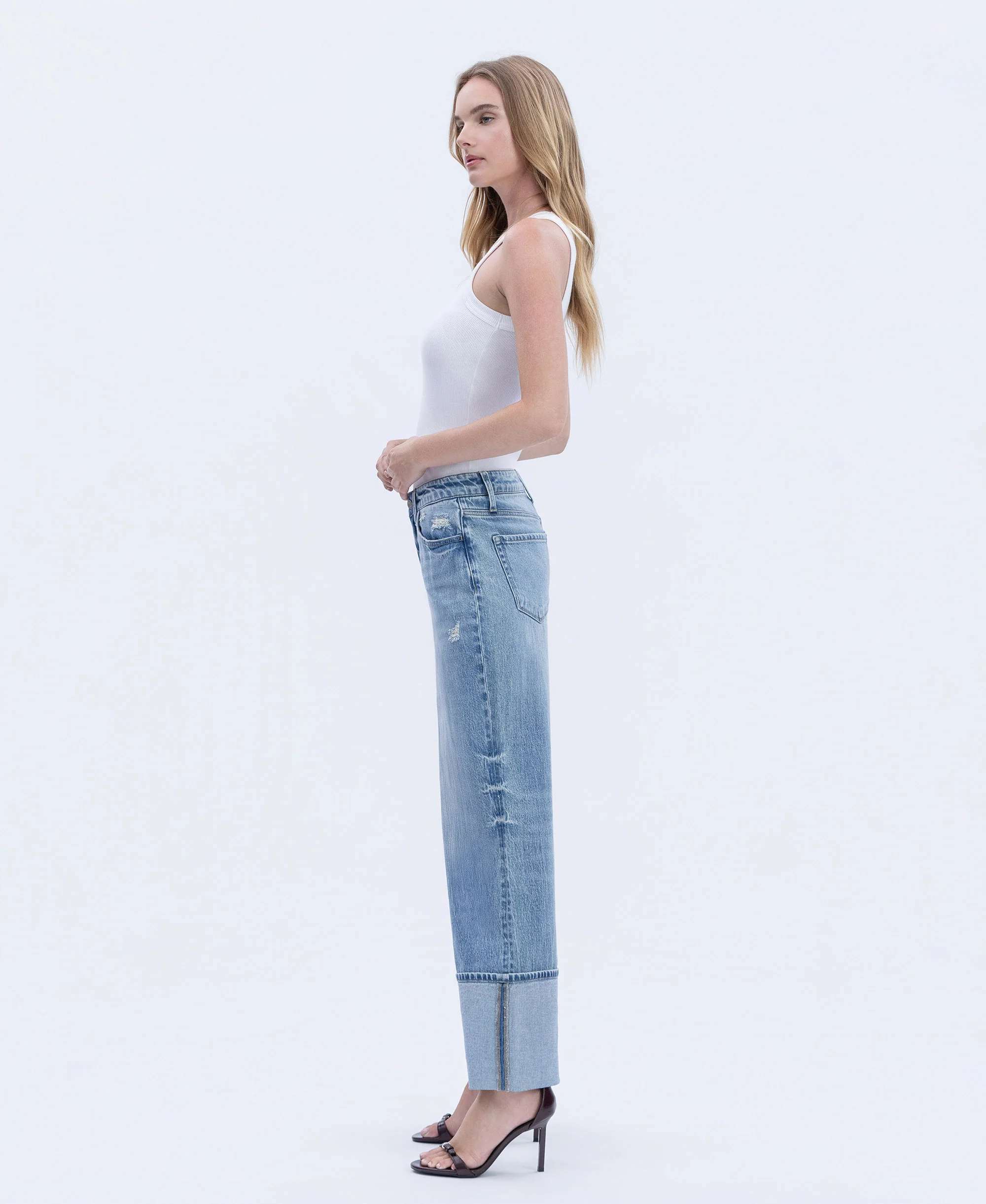 Vital Symphony - High Rise Cuffed Wide Leg Jeans - Image 3