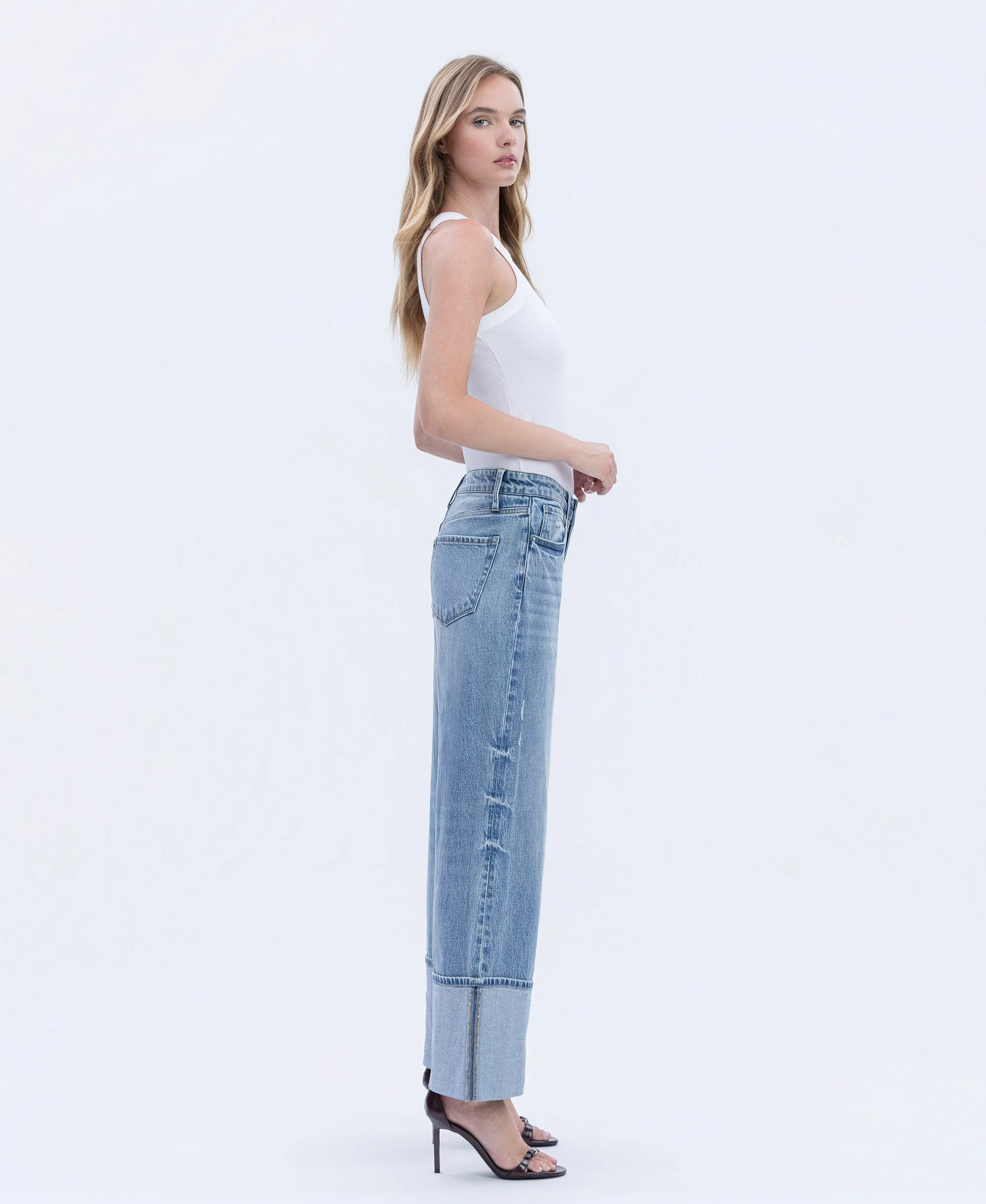 Vital Symphony - High Rise Cuffed Wide Leg Jeans - Image 4