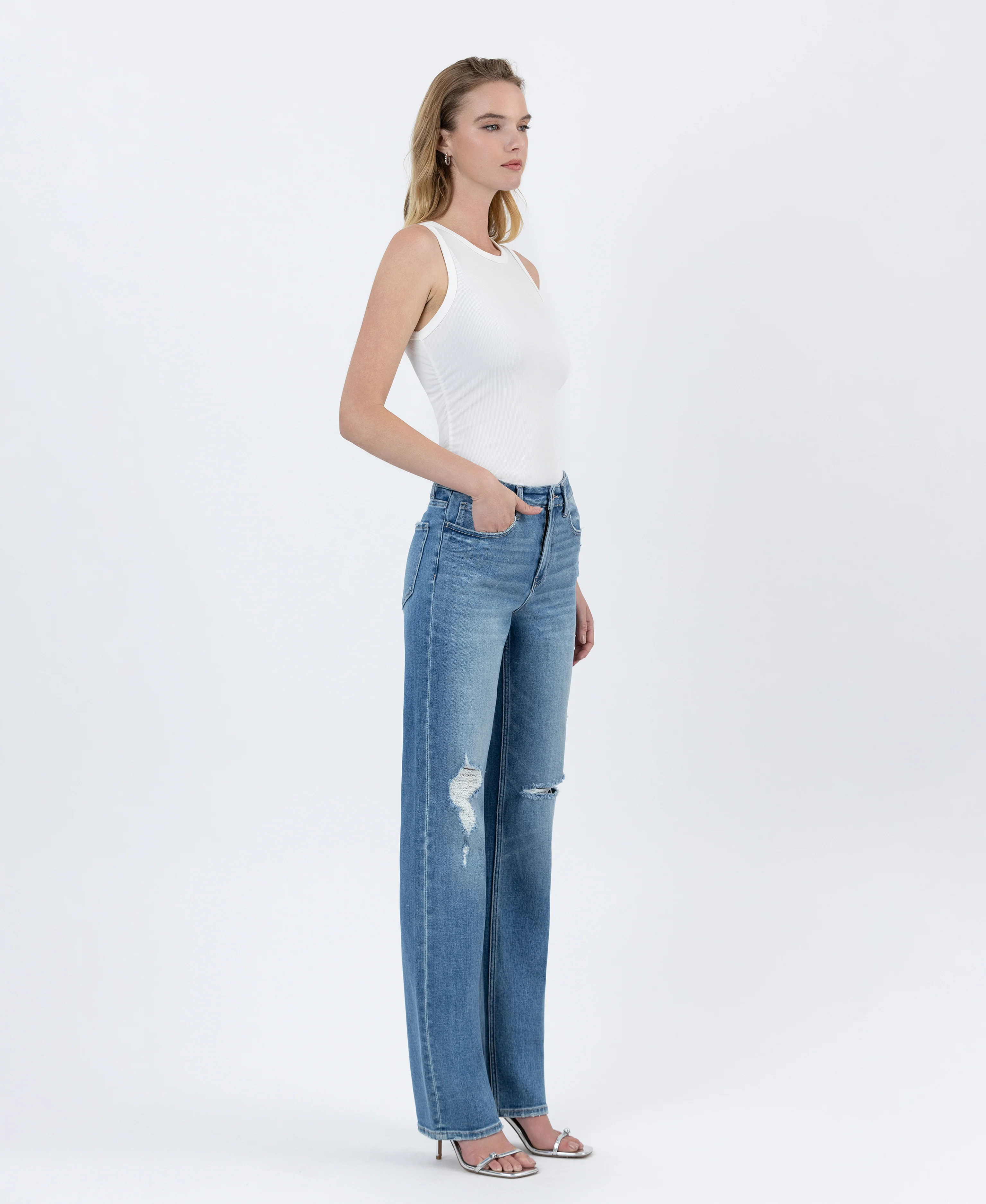 Well Bred - High Rise Full Length Straight Jeans - Image 4