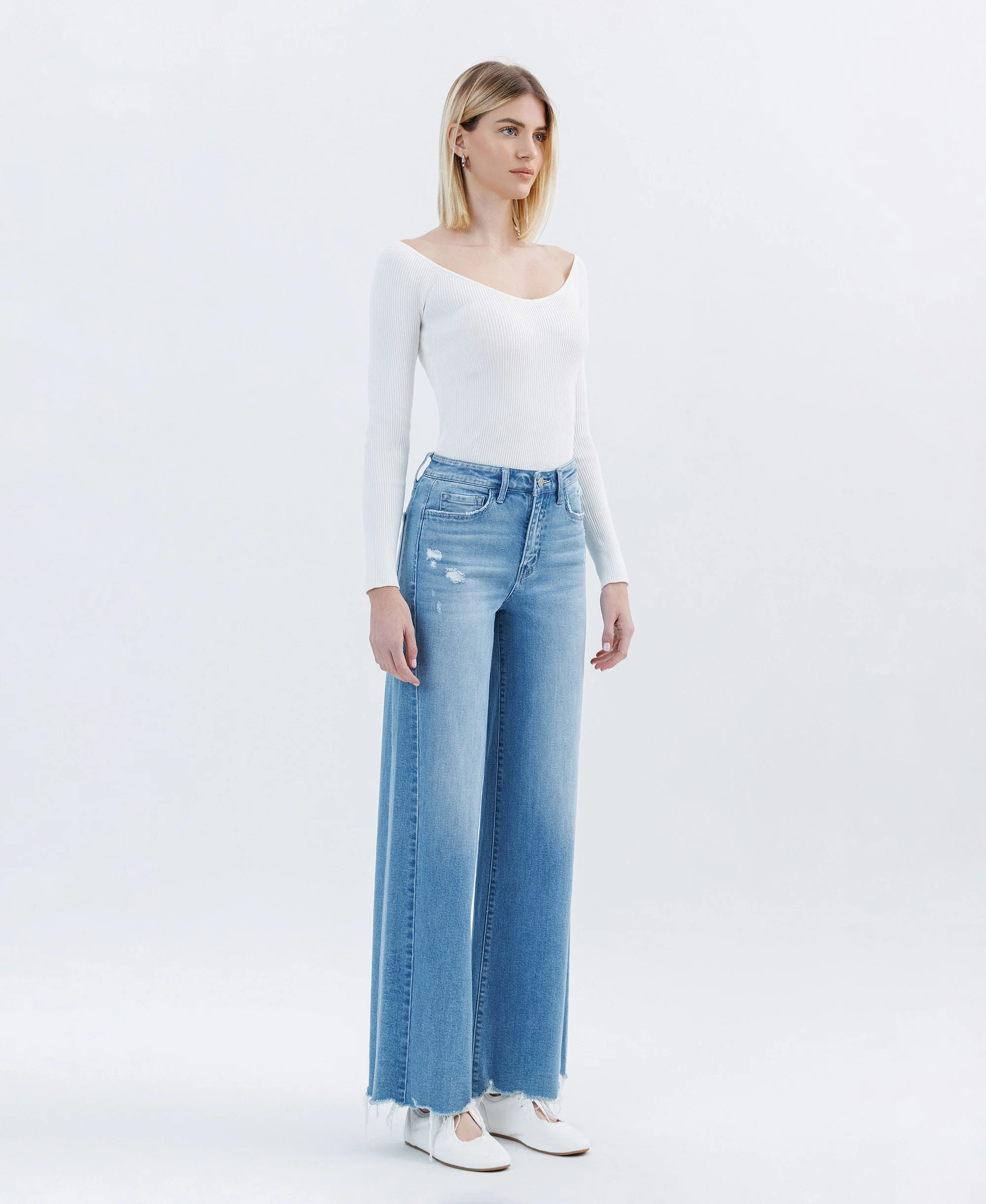 Well Run - High Rise Raw Hem Extreme Wide Leg Jeans - Image 4