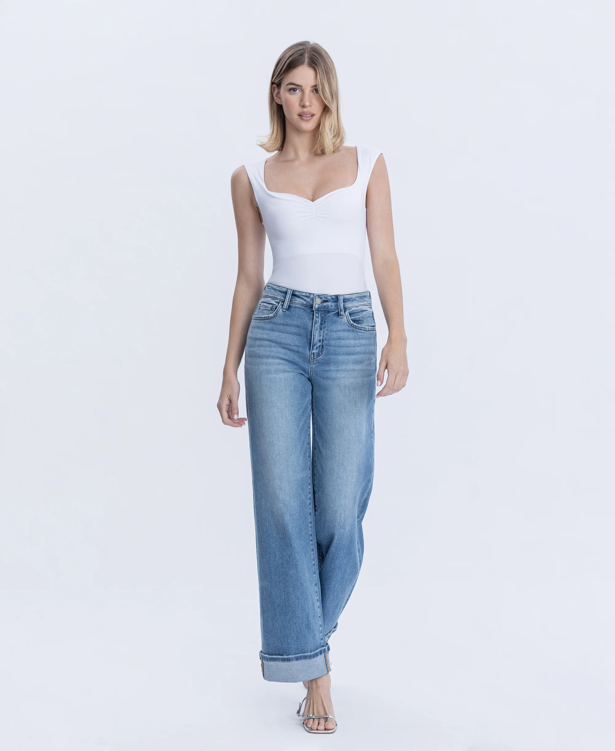 Westbury - High Rise Full Length Cuffed Baggy Wide Leg Jeans