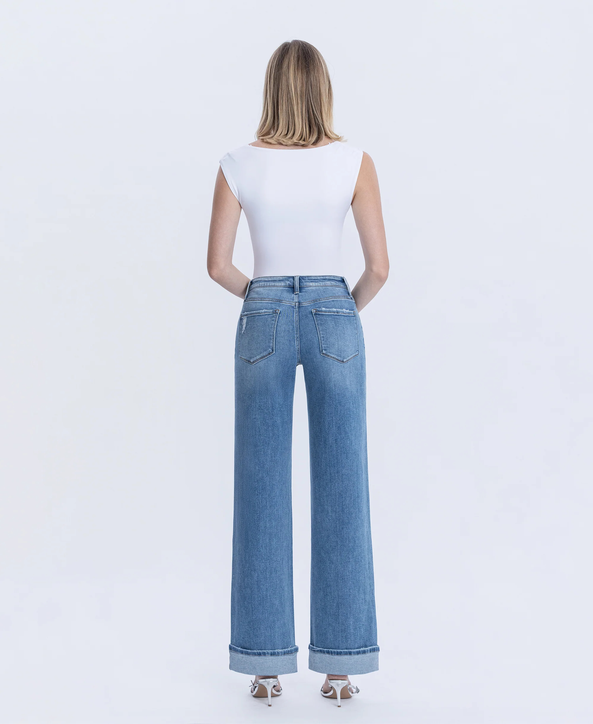 Westbury - High Rise Full Length Cuffed Baggy Wide Leg Jeans - Image 2