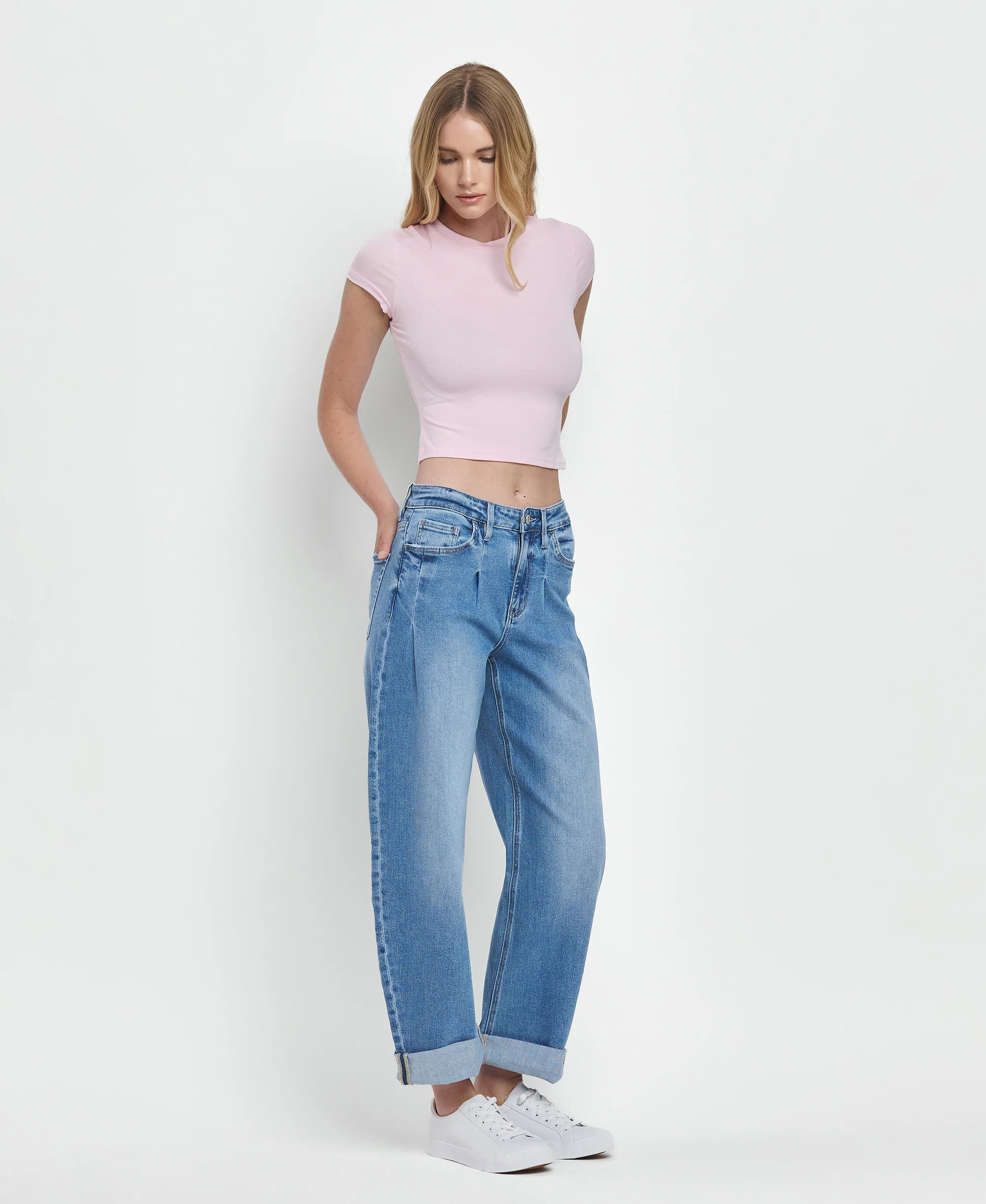 Wind Sanp - Super High Rise Cuffed Barrel Jeans - Image 4