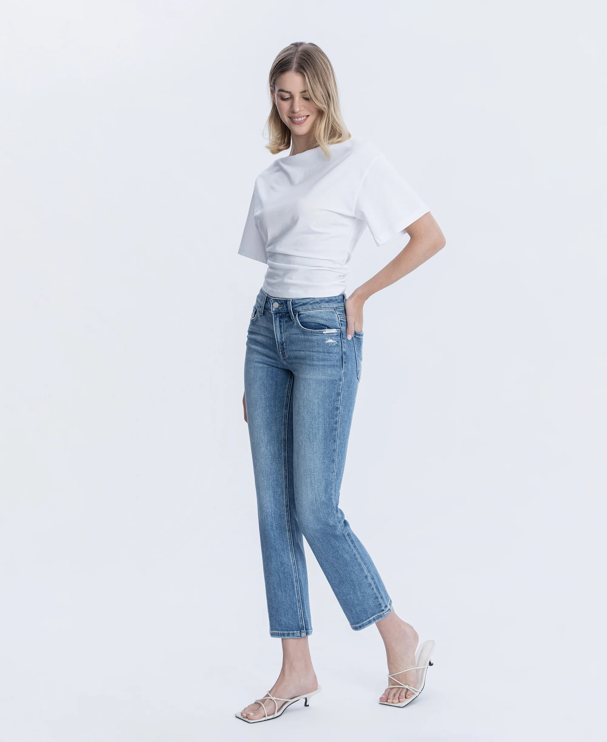 Zestful Symphony - Mid Rise Ankle Slim Straight Jeans - Image 3